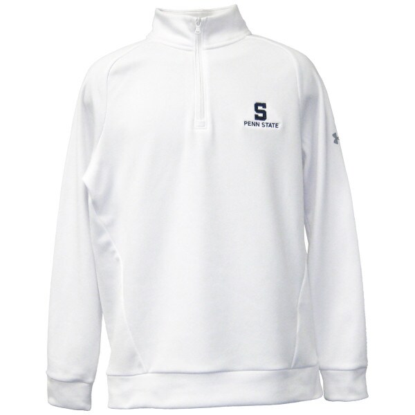 men's Under Armour white 1/2 zip fleece top with stitched block S and Penn State
